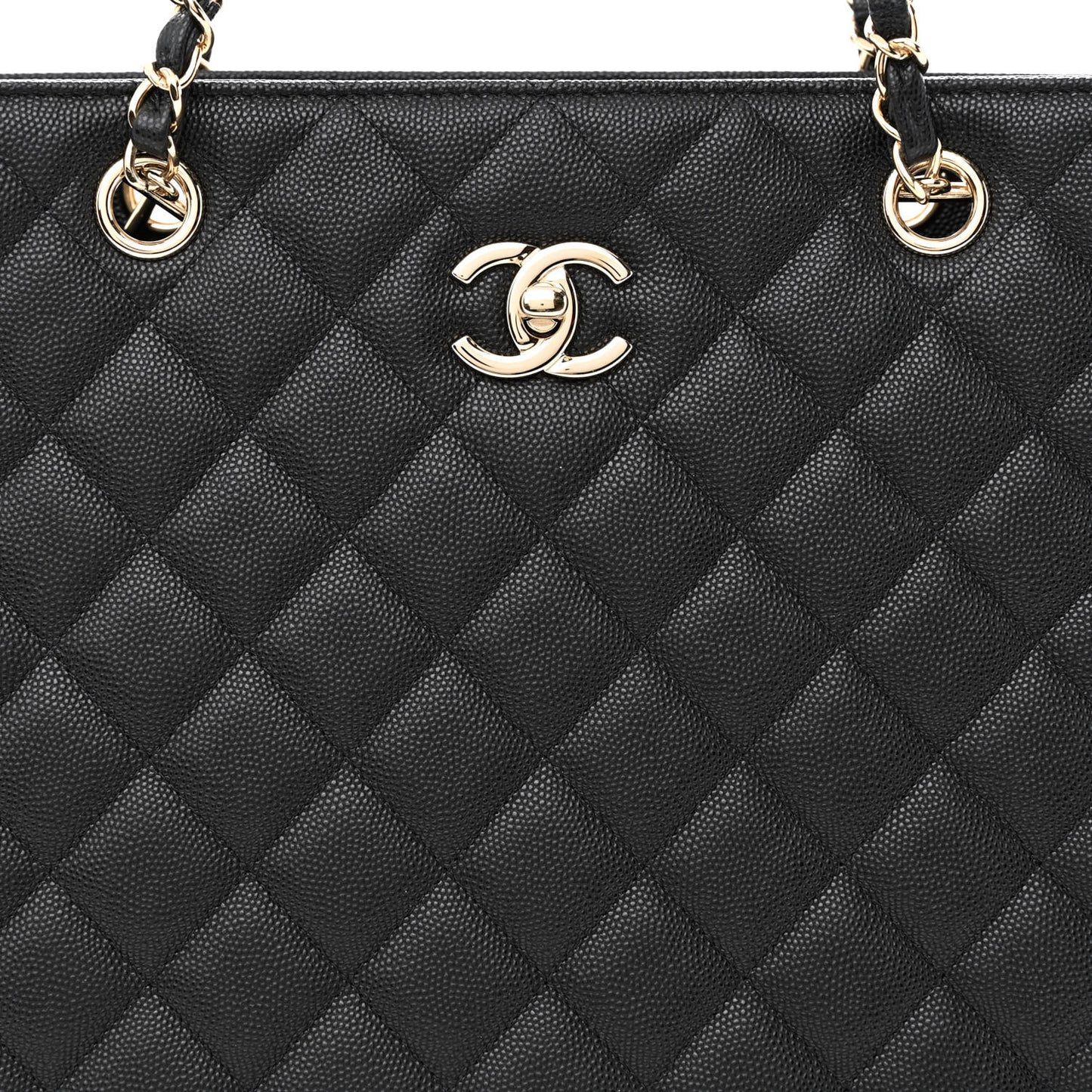 Caviar Quilted Large Shopping Tote Black