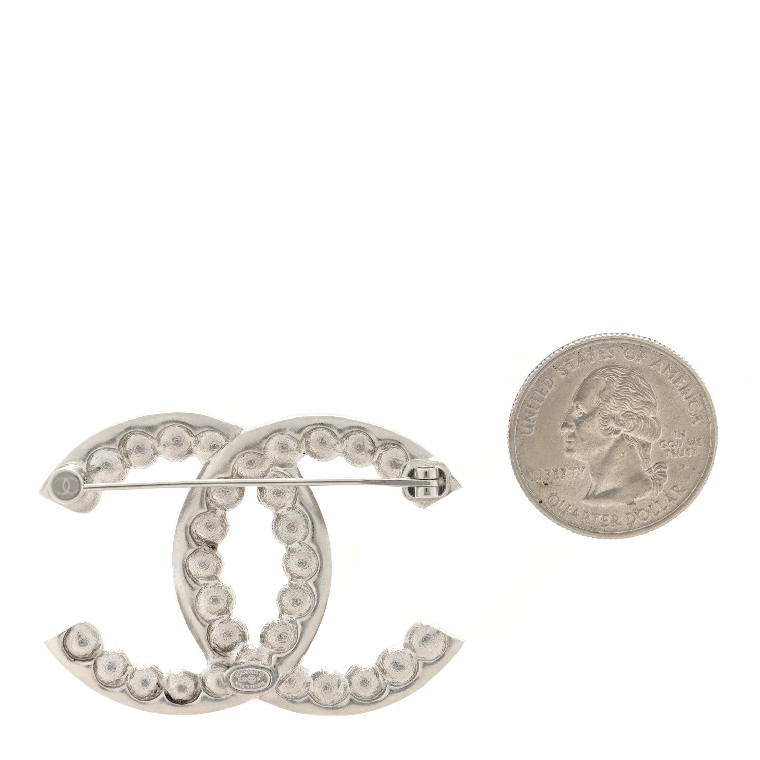Chanel Pearl Crystal CC Brooch Silver 2 of 4