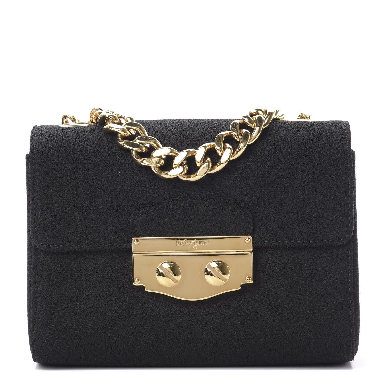 Saint Laurent Satin Chain Shoulder Bag Black 1 of 11