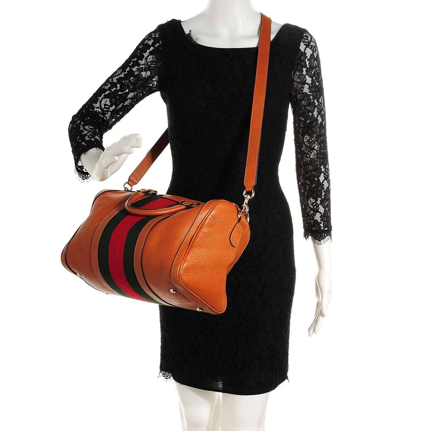 Gucci Calfskin Vintage Web Medium Boston Tobacco 12 of 19