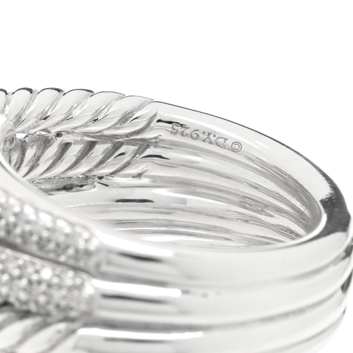 Sterling Silver Diamond 13mm Labyrinth Double Loop Ring 54 7