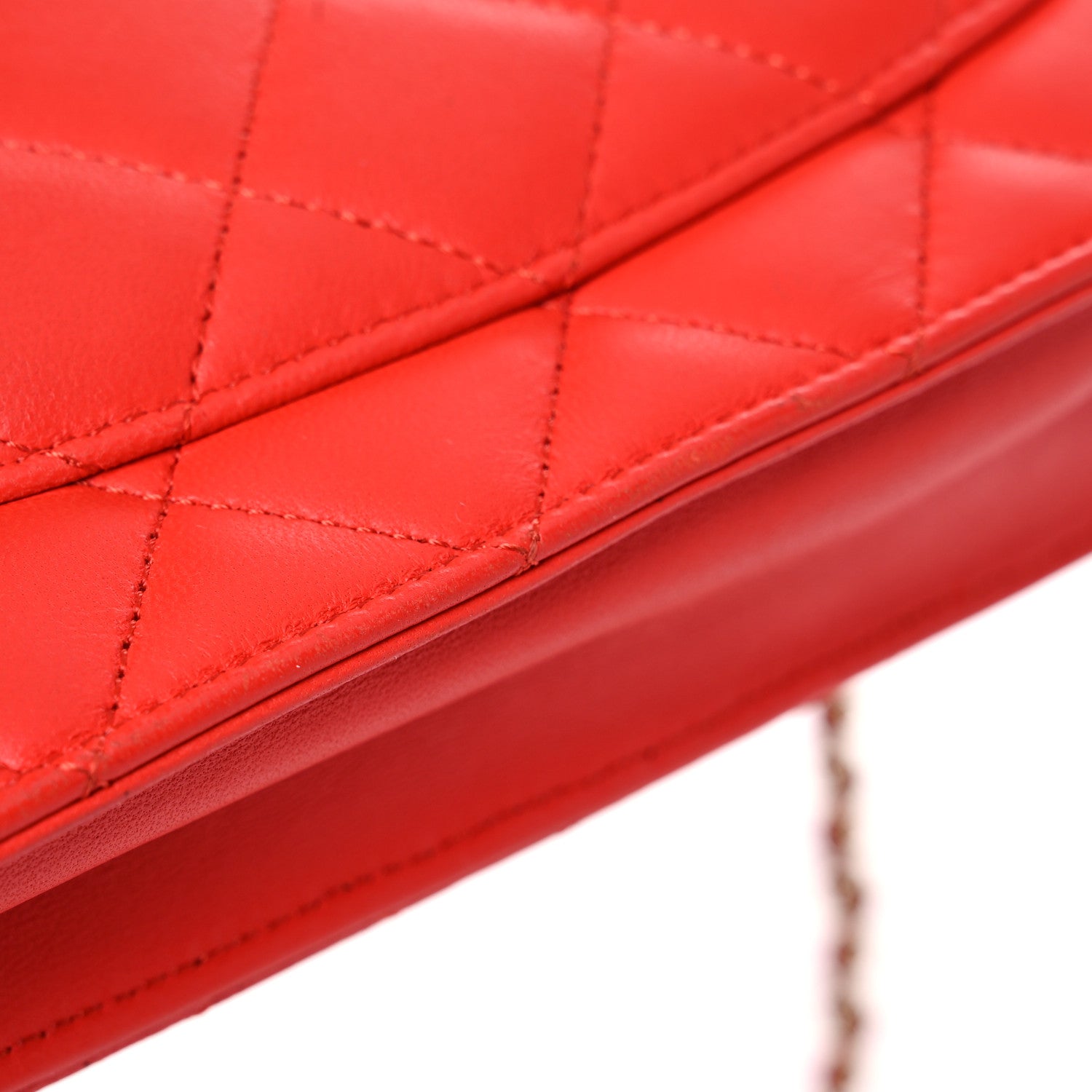 Chanel Lambskin Quilted Wallet On Chain WOC Red 15 of 21