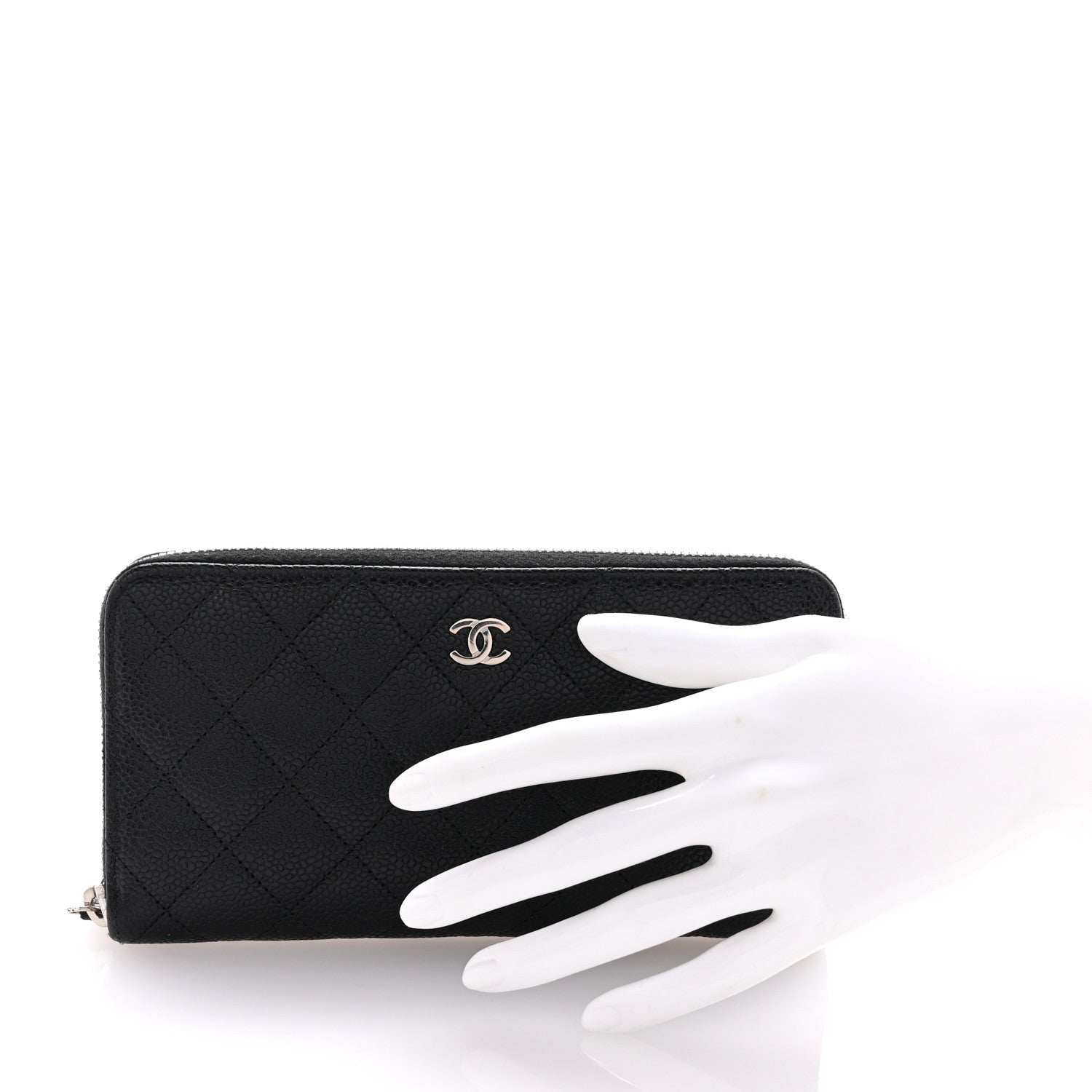 Chanel Caviar Quilted Large Gusset Zip Around Wallet Black 2 of 7