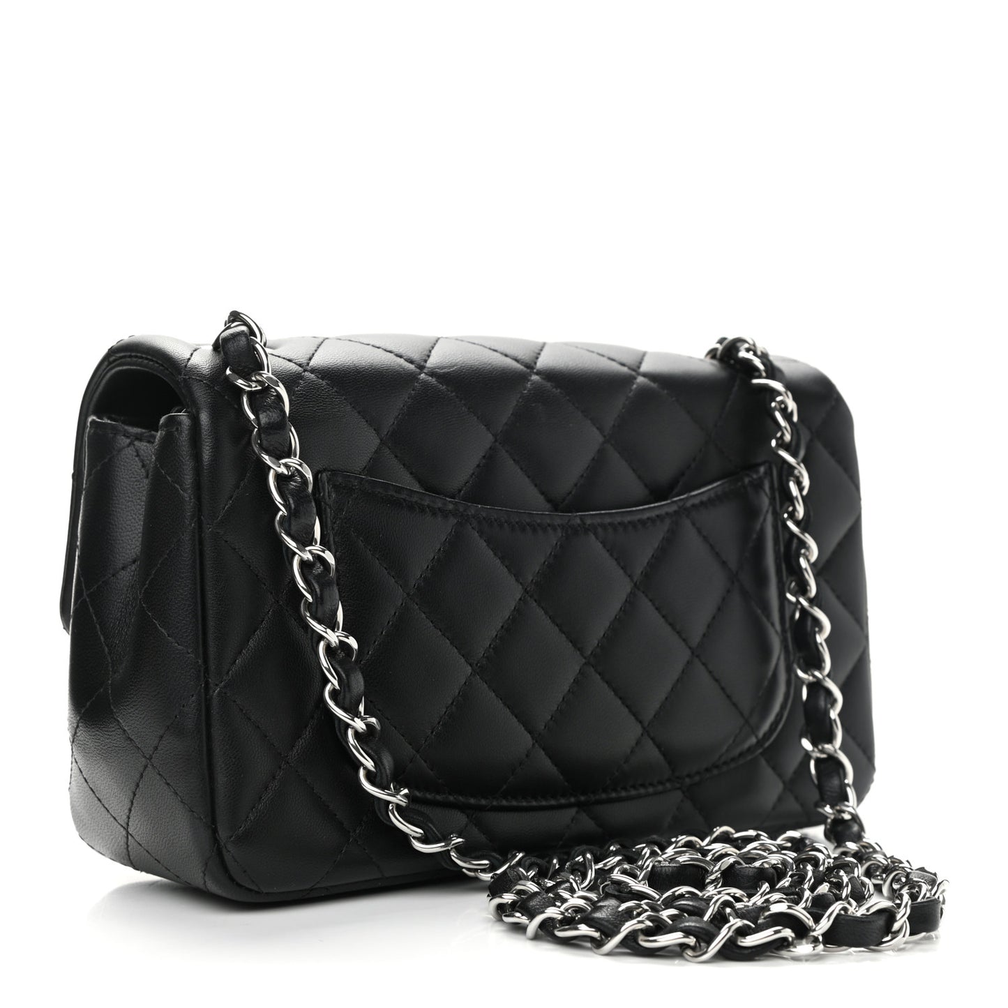 Lambskin Quilted Mini Rectangular Flap Black