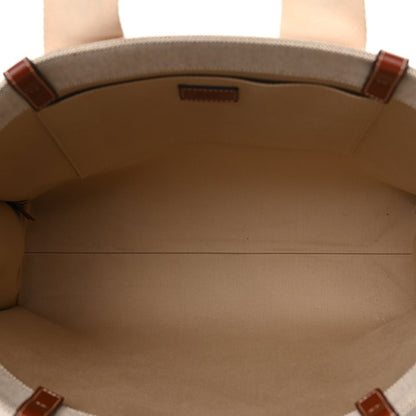 Chloe Cotton Calfskin Large Woody Ribbon Tote White Brown 4 of 10