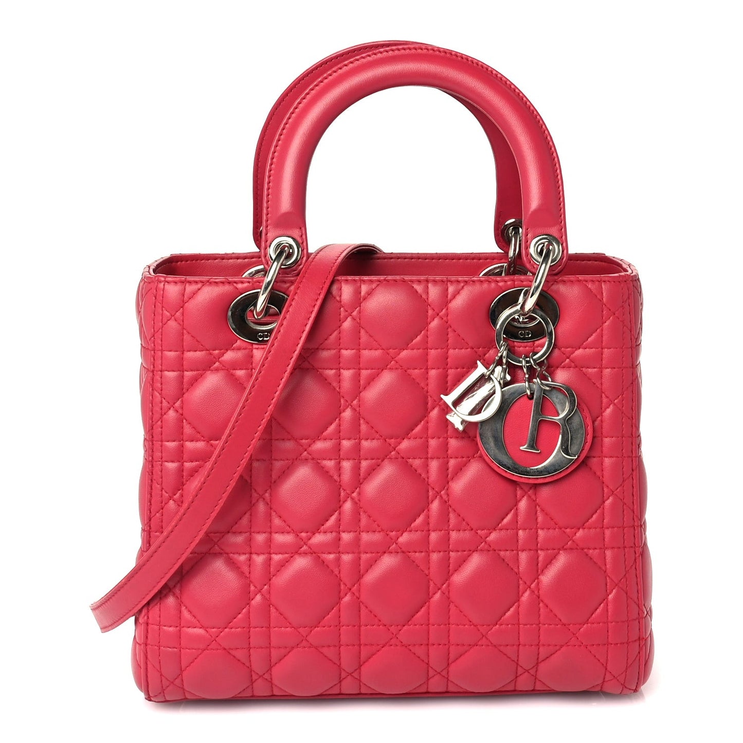Lambskin Cannage Medium Lady Dior  Red