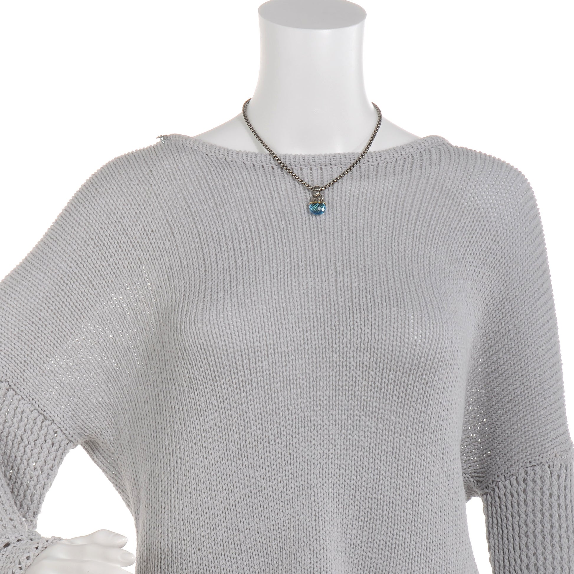 David Yurman Sterling Silver and 14k Gold Blue Topaz Acorn Pendant Necklace 2 of 7