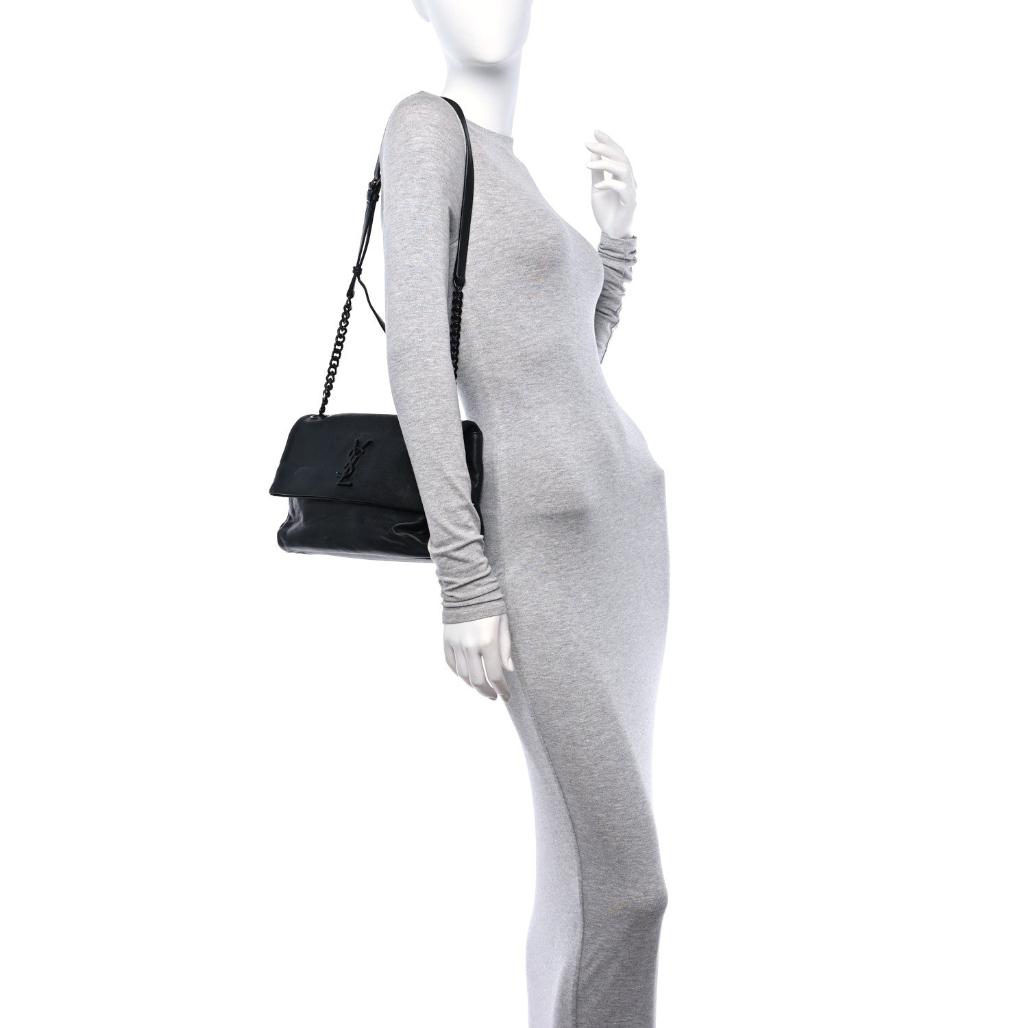 Saint Laurent Grain De Poudre Medium West Hollywood Monogram Fold-Over Black 2 of 13