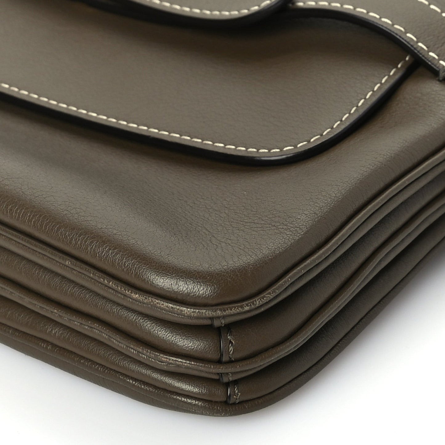 Small Classic Grain Calfskin Belted Bayswater Satchel Khaki