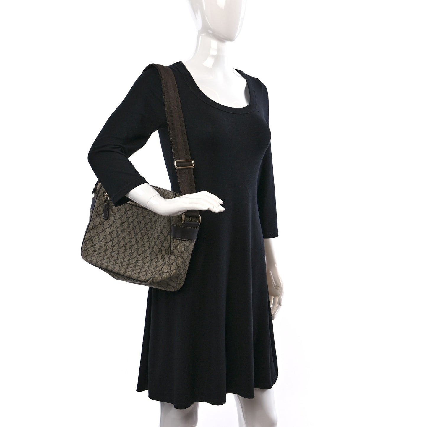 GG Plus Monogram Large Messenger Bag Dark Brown