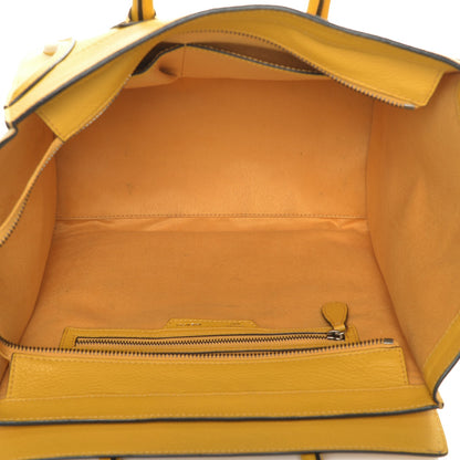 Celine Drummed Calfskin Mini Luggage Ocre 5 of 7