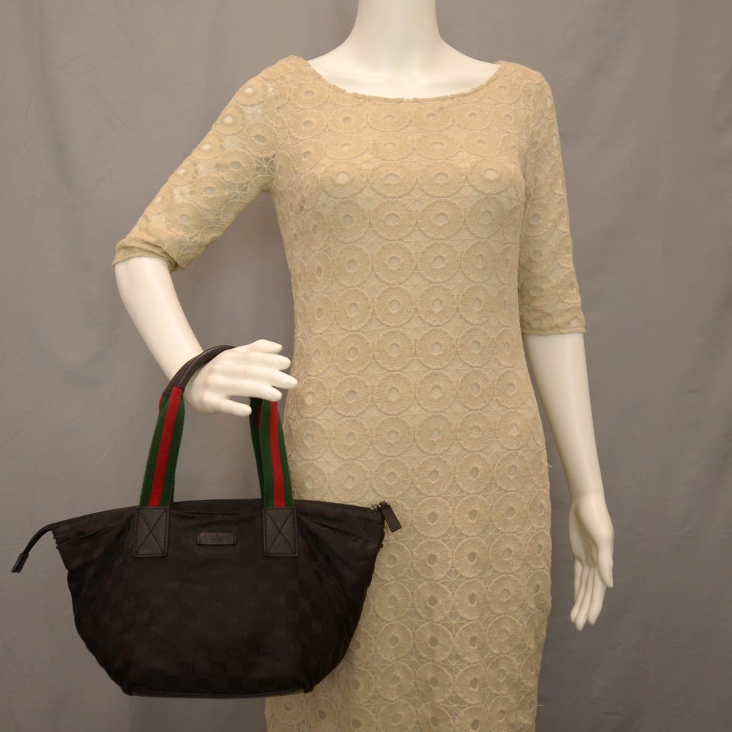 GG Monogram Small Web Handle Bucket Tote Black