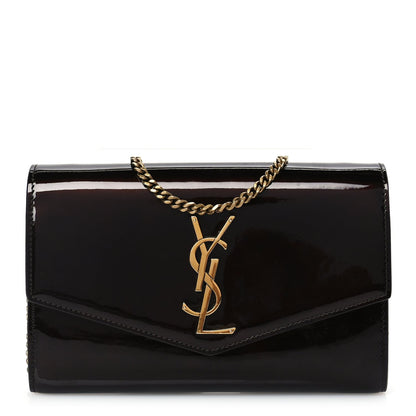 Saint Laurent Patent Uptown Chain Wallet Nut Brown 1 of 8