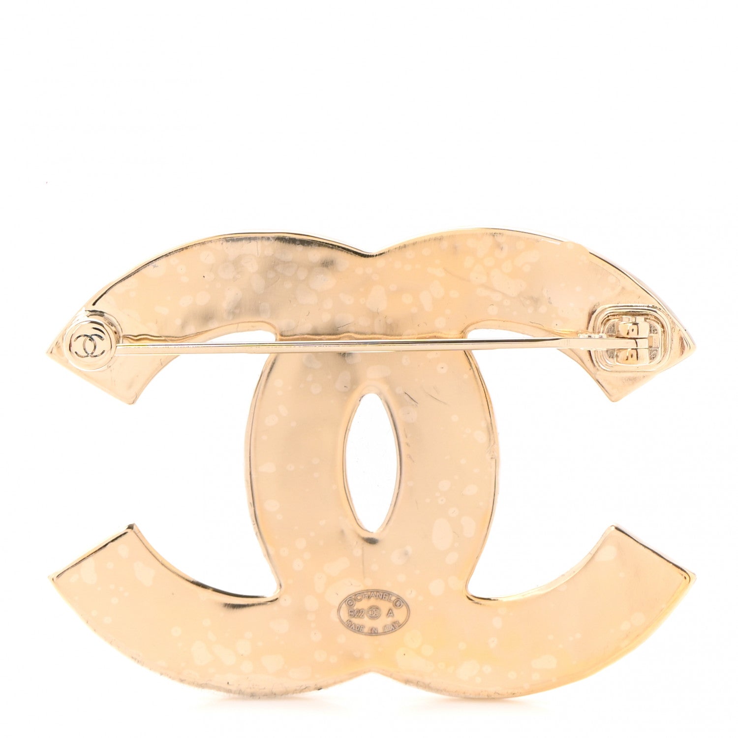 Chanel Metal Enamel CC Brooch Black Light Gold 3 of 5
