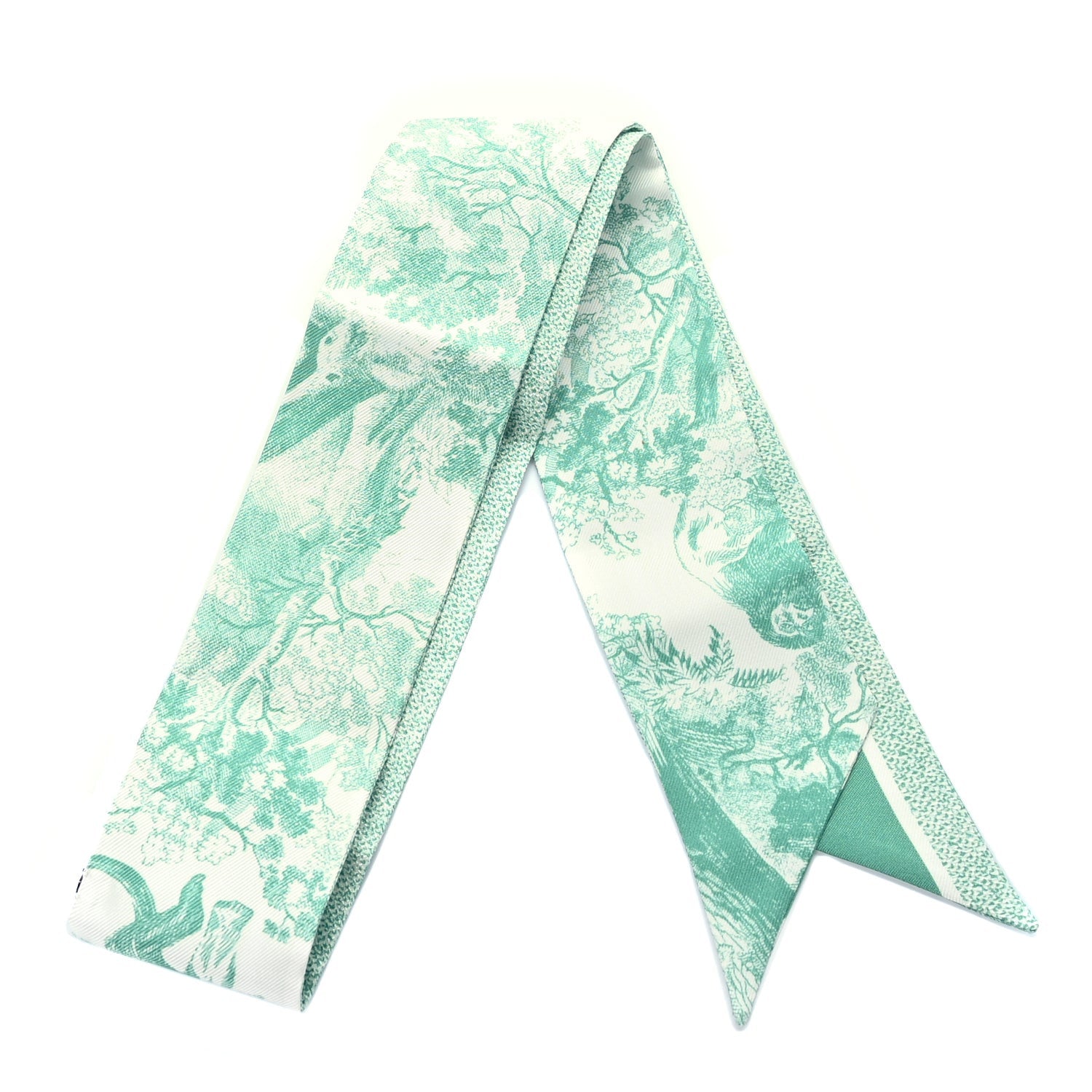 Christian Dior Silk Toile De Jouy Mitzah Scarf  Green 1 of 3