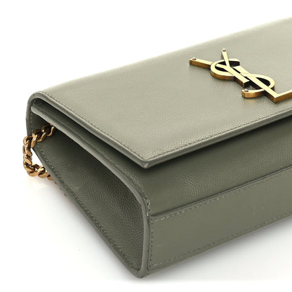 Saint Laurent Grain De Poudre Small Monogram Kate Satchel  Green 7 of 8