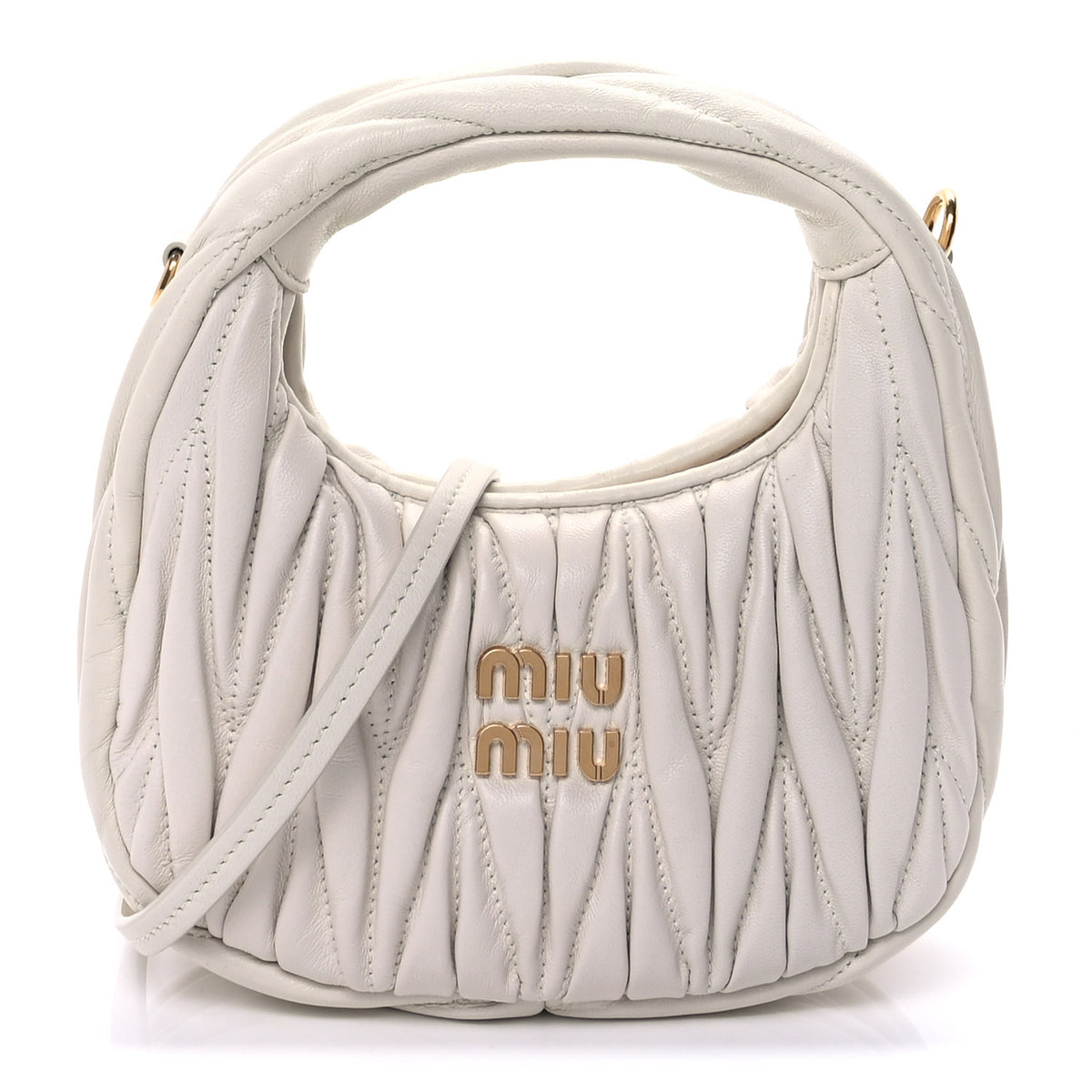Miu Miu Nappa Matelasse Mini Wander Hobo White 1 of 8