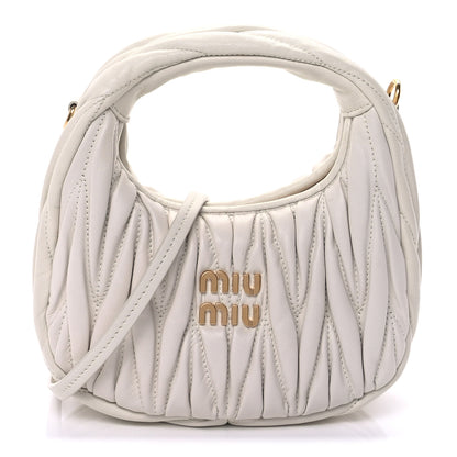 Miu Miu Nappa Matelasse Mini Wander Hobo White 1 of 8