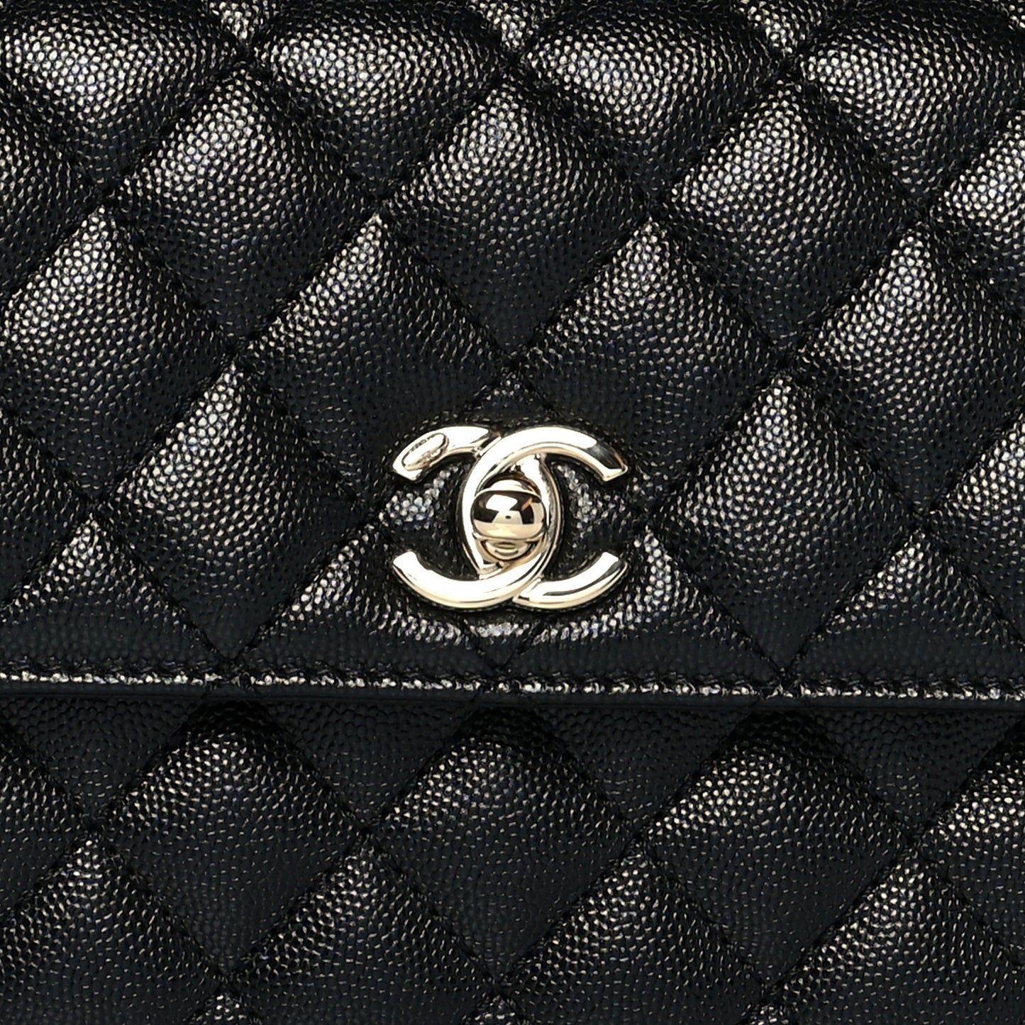 Caviar Quilted Mini Coco Handle Flap Black