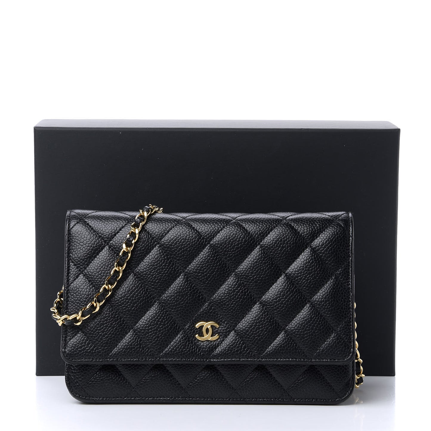 Caviar Quilted Wallet On Chain WOC Black