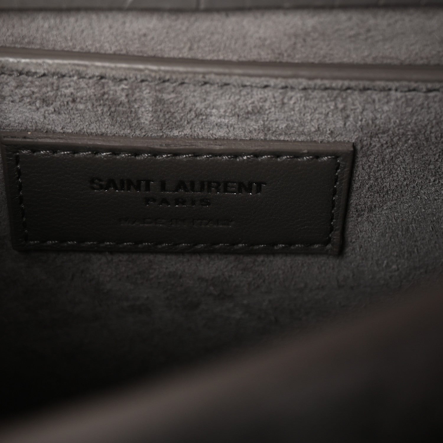 Saint Laurent Calfskin Crocodile Embossed Medium Monogram Sunset Fog 6 of 7