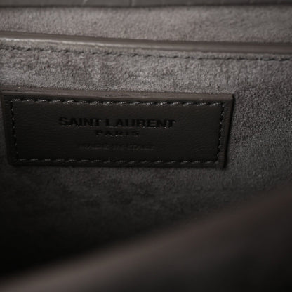 Saint Laurent Calfskin Crocodile Embossed Medium Monogram Sunset Fog 6 of 7