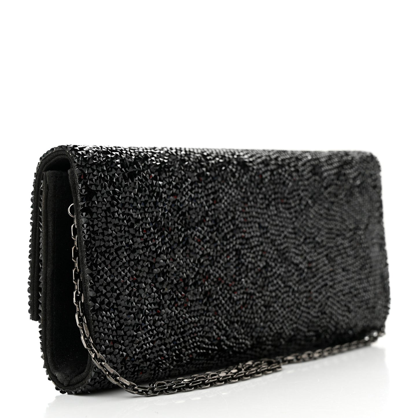 Swarovski Crystal Perry Flap Clutch Black