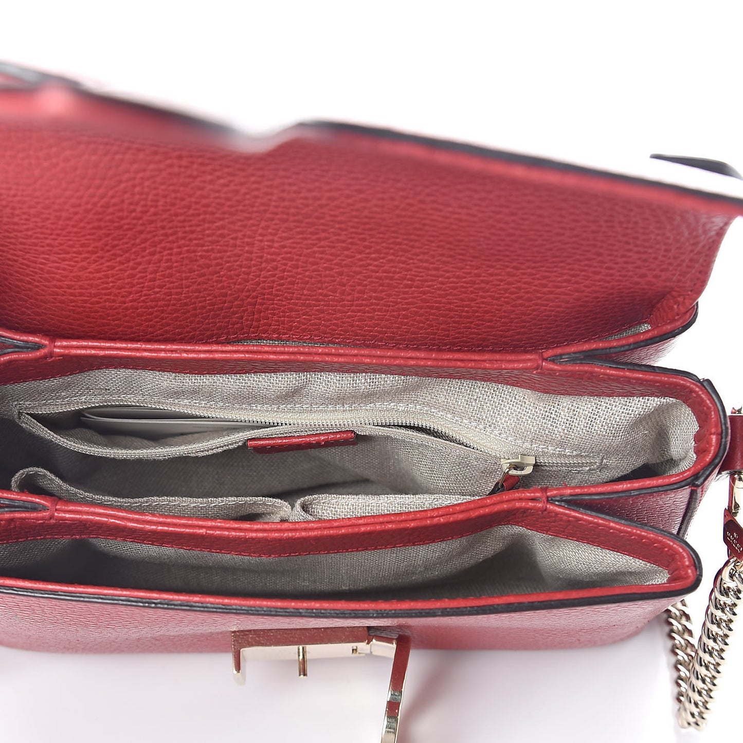 Dollar Calfskin Interlocking G Top Handle Shoulder Bag Red