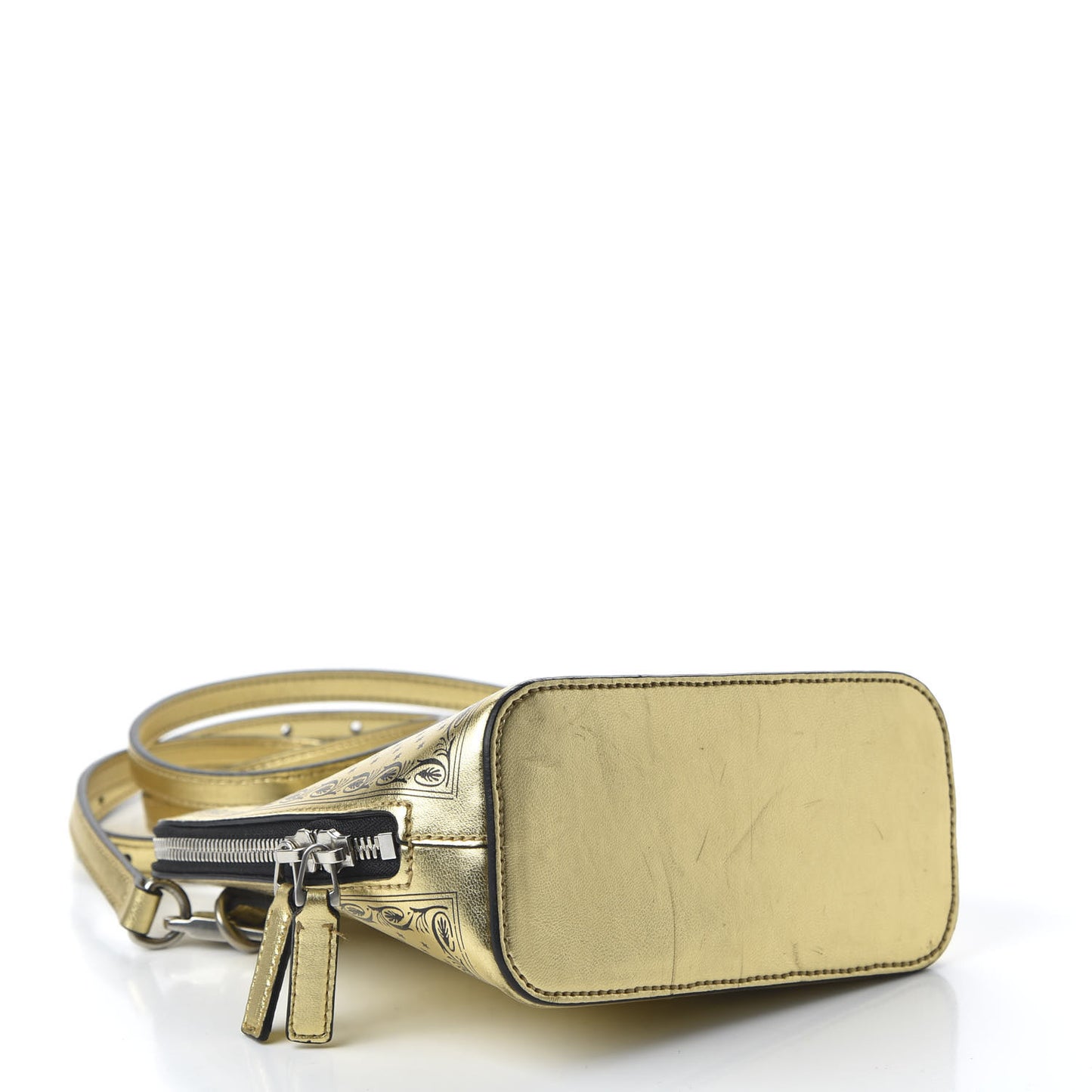 X SEGA Calfskin GUCCY Stars Mini Dome Shoulder Bag Gold