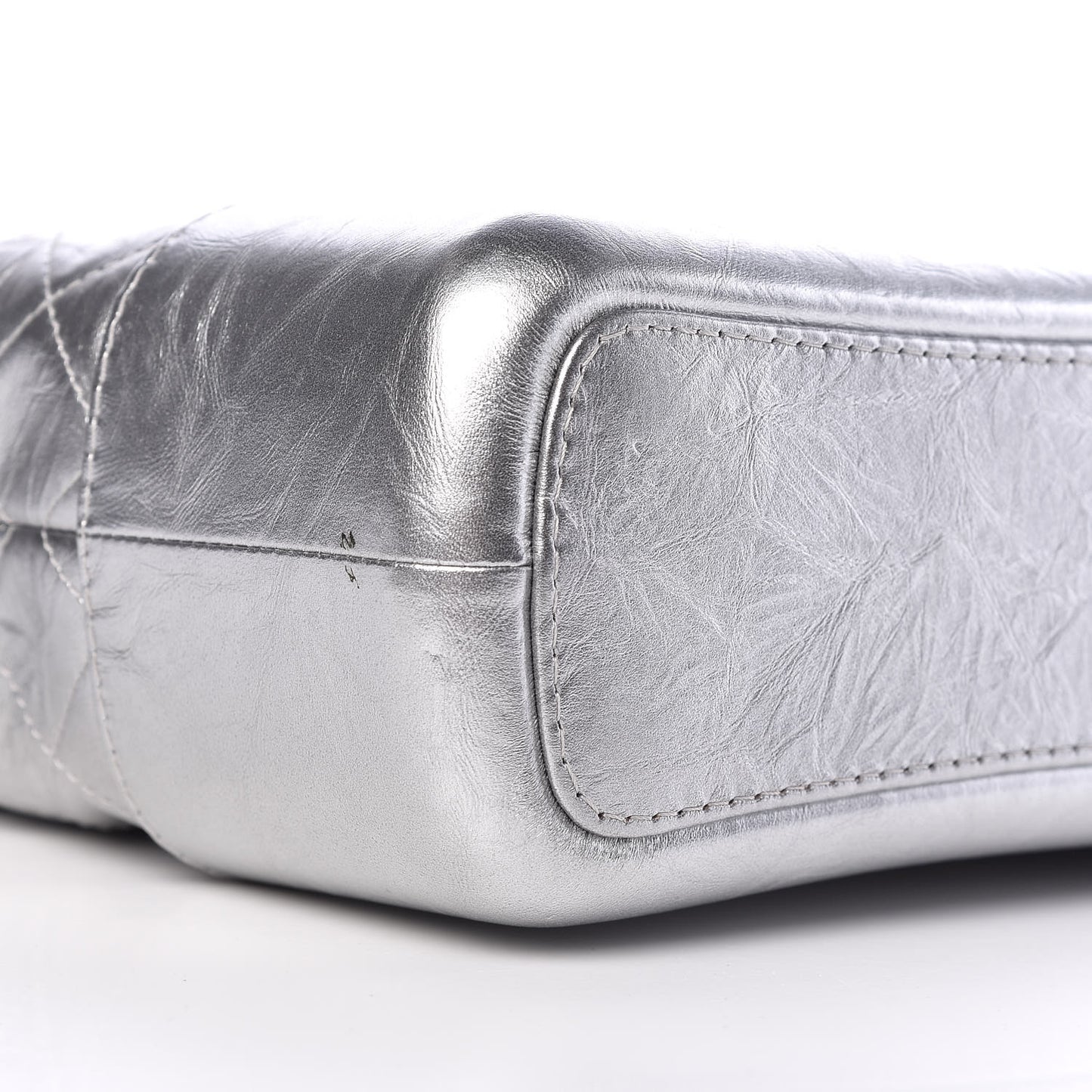 Metallic Lambskin Calfskin Quilted Medium Gabrielle Hobo Silver
