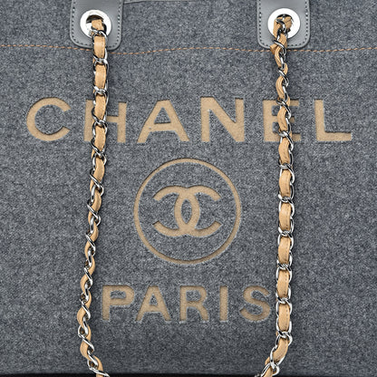 Chanel Wool Felt Large Deauville Tote Grey Beige 11 of 11