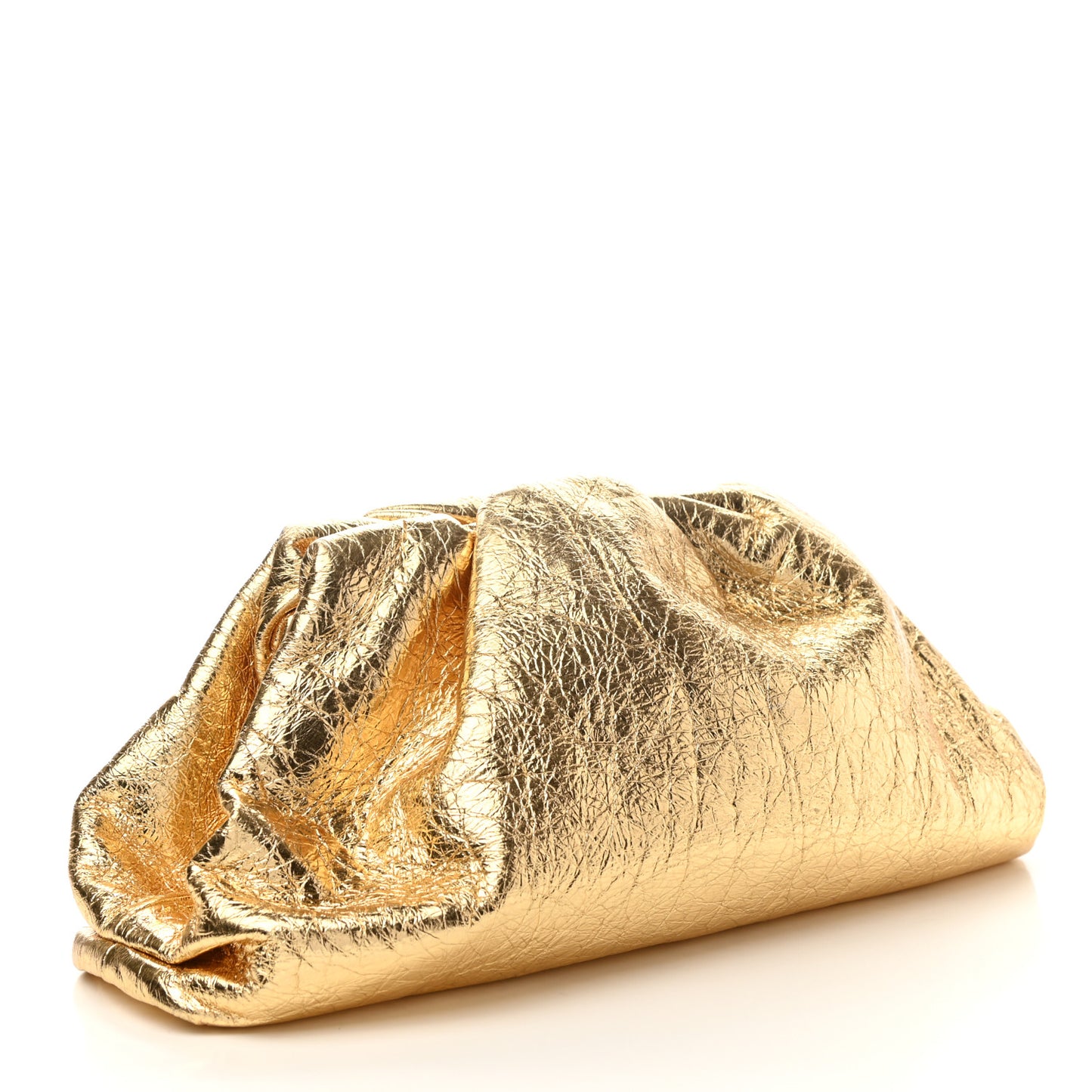 Metallic Crinkled Lambskin The Pouch Oversized Clutch Oro