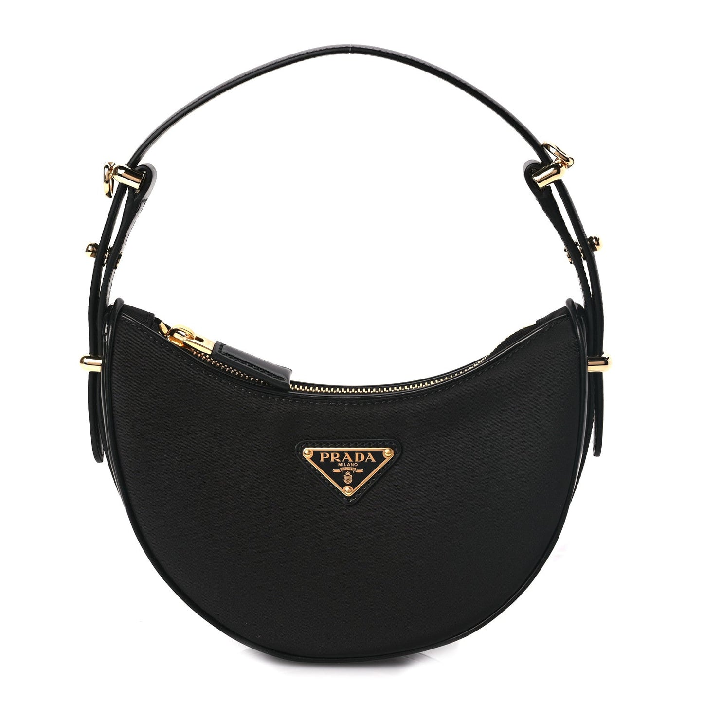 Re-Nylon Spazzolato Mini Arque Shoulder Bag Black