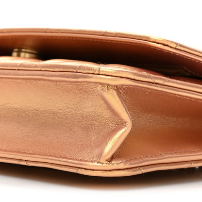 Chanel Metallic Lambskin Quilted Wallet On Chain WOC Golden 11 of 12