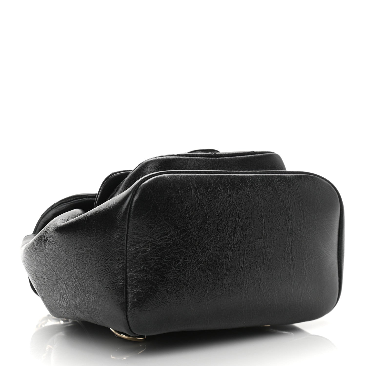 Chanel Glazed Aged Calfskin Quilted Small Duma Drawstring Backpack Black 4 of 12