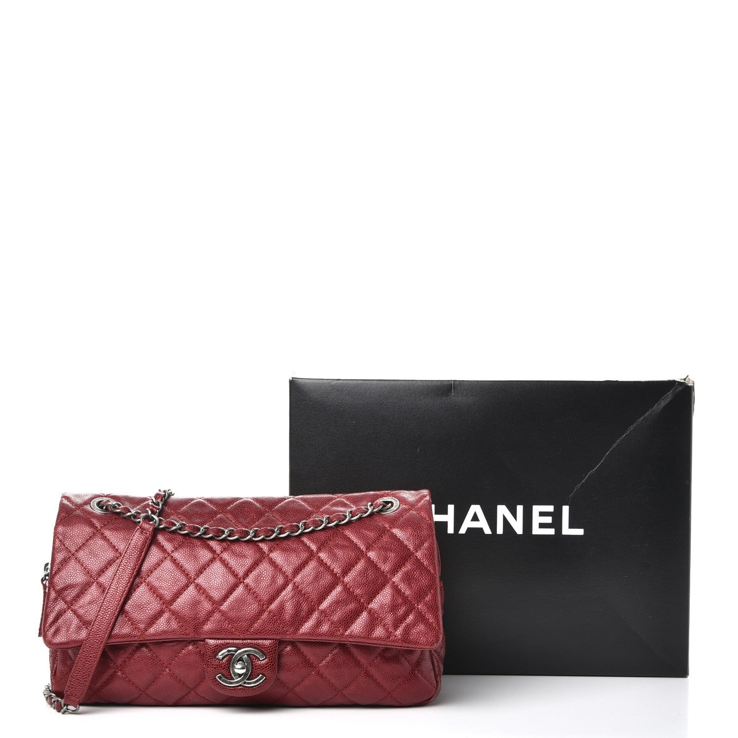 Chanel Iridescent Caviar Quilted Large Chic Flap Red 8 of 8
