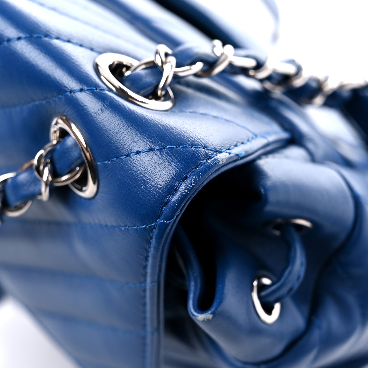 Lambskin Chevron Quilted Small Urban Spirit Backpack Blue