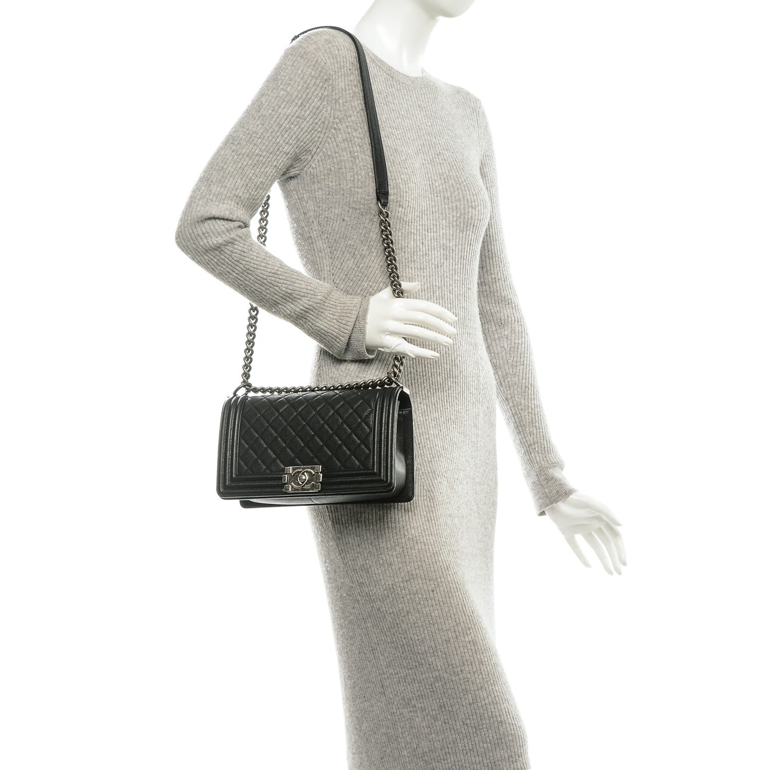 Chanel Caviar Quilted Medium Boy Flap Black 2 of 7