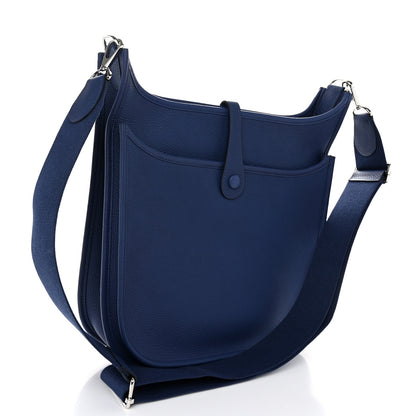 Hermes Taurillon Clemence Evelyne III PM Bleu Saphir 3 of 11