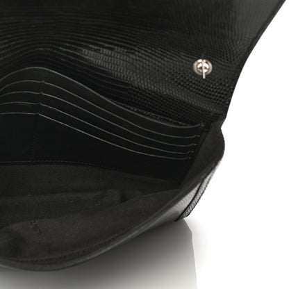 Fendi Calfskin Lizard Embossed Wallet on Chain Black 5 of 15