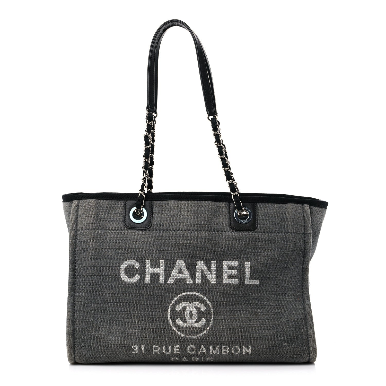 Chanel Canvas Small Deauville Tote Grey 1 of 16