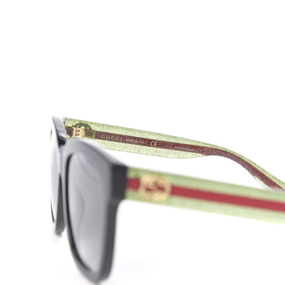 Gucci Square Frame Glitter Sunglasses GG0034S Black Green 5 of 8