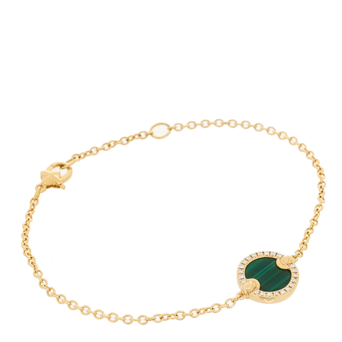18K Yellow Gold Diamond Malachite Petite Elements Bracelet