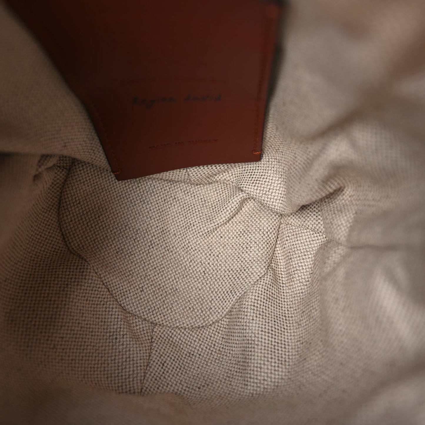 X MIFUKO Paper Raffia Calfskin Small Horse Medal Bucket Bag Sepia Brown