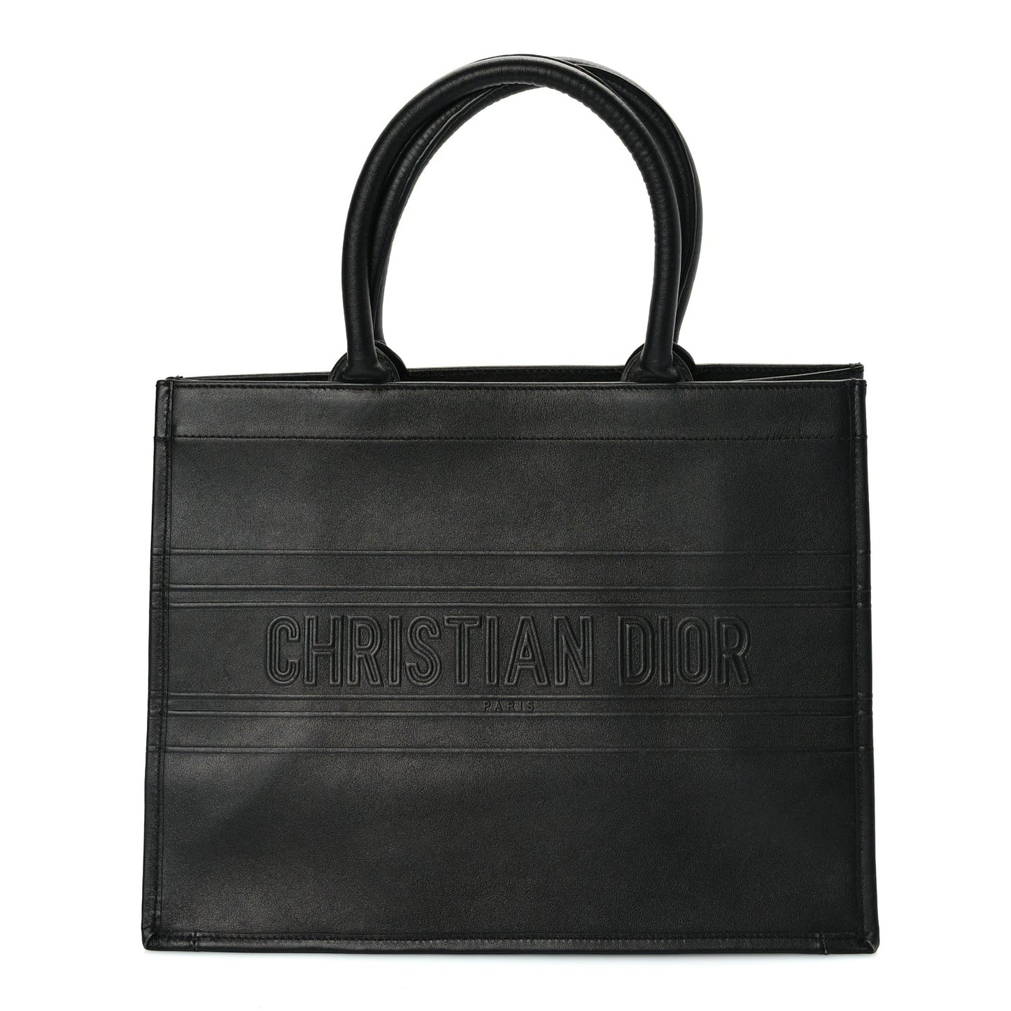 Calfskin Embossed Medium Book Tote Black