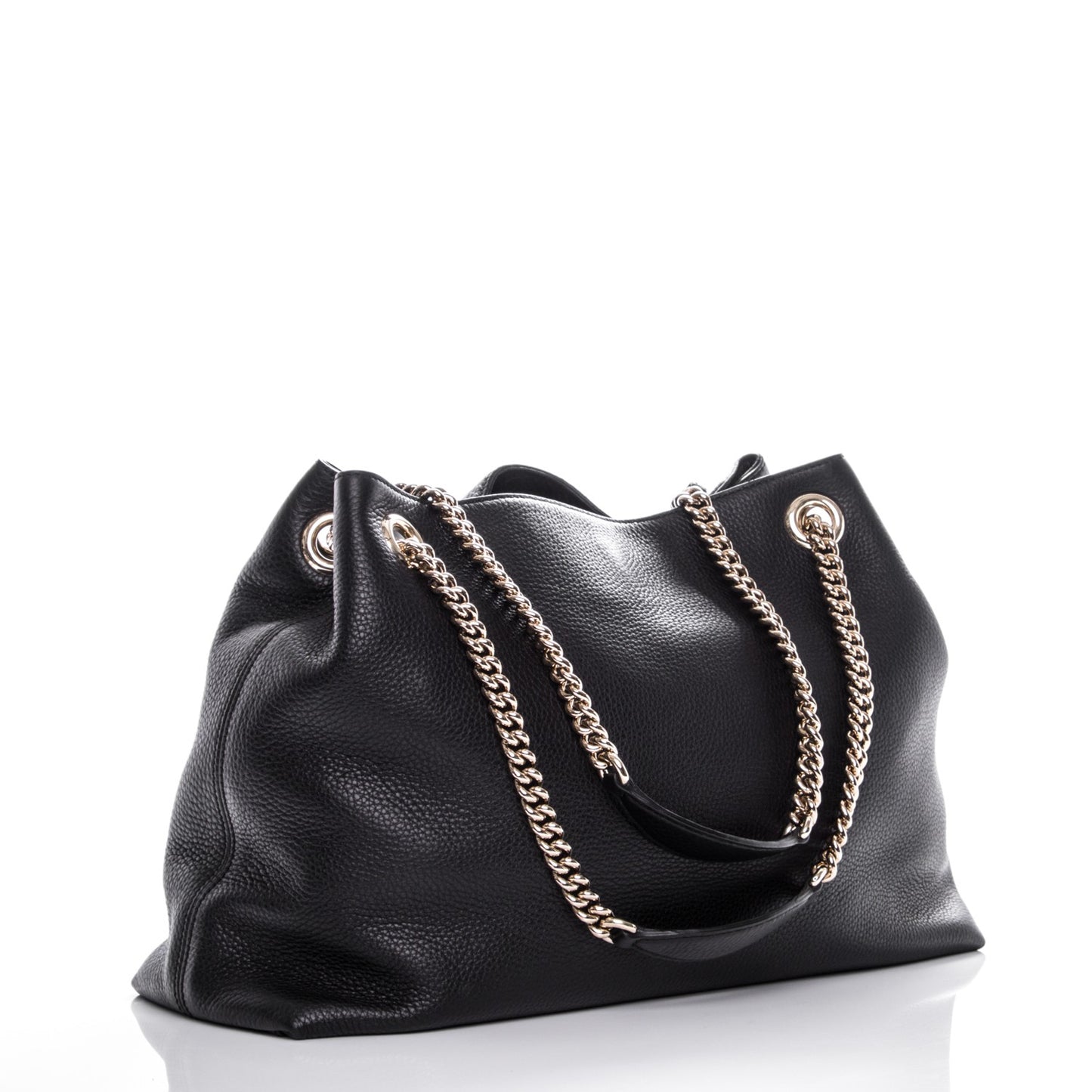 Pebbled Calfskin Medium Soho Chain Shoulder Bag Black