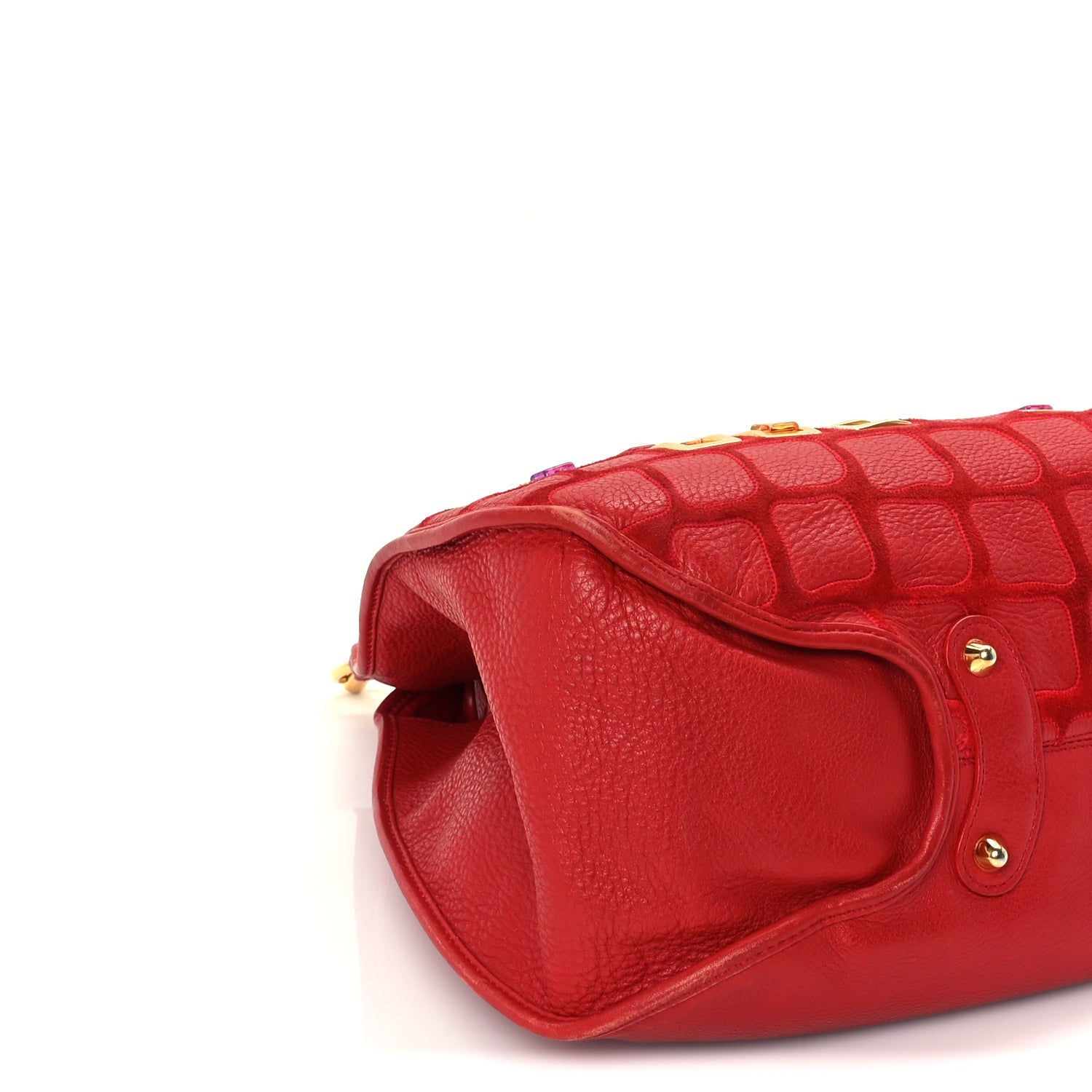Christian Dior Calfskin Embellished 61 Tote Red 7 of 8