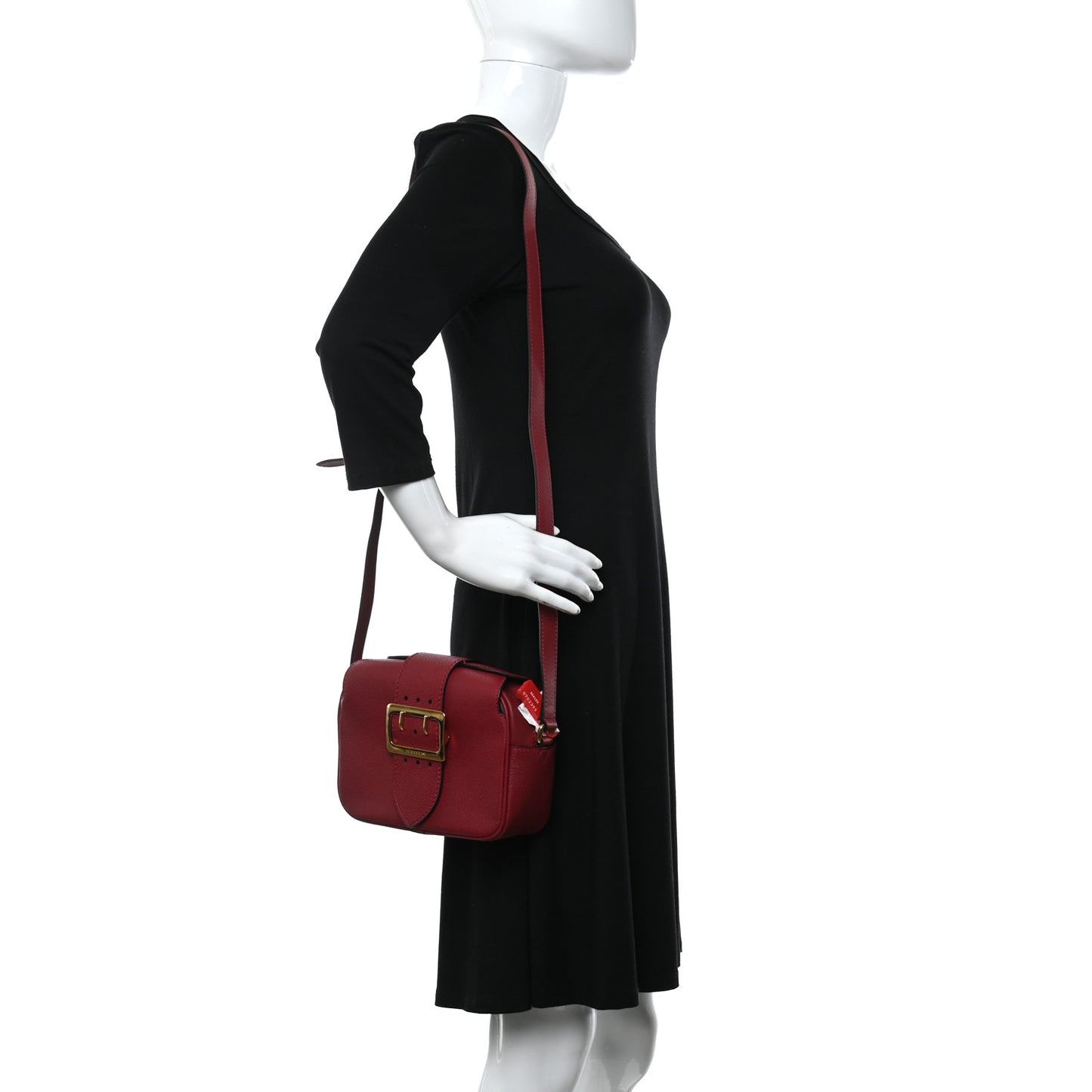 Soft Grain Calfskin Small Buckle Zip Bag Red