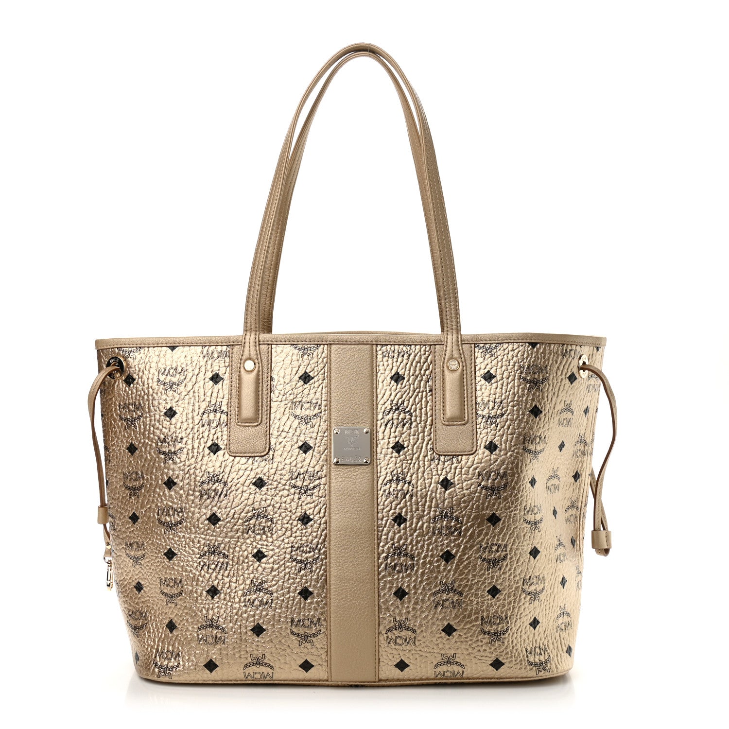 MCM Metallic Visetos Medium Liz Reversible Shopper Tote Gold 3 of 15
