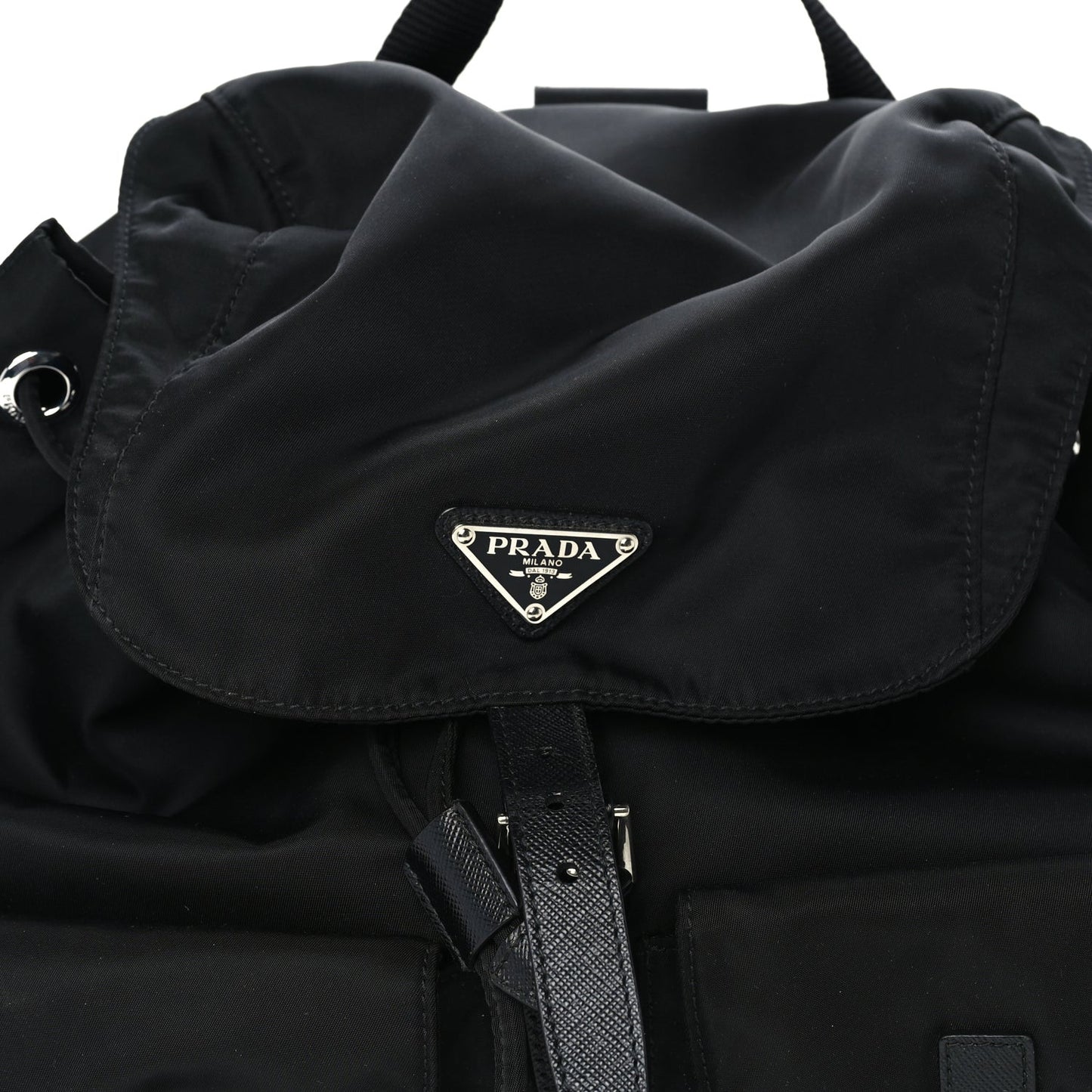 Re-Nylon Vela Saffiano Medium Backpack Black